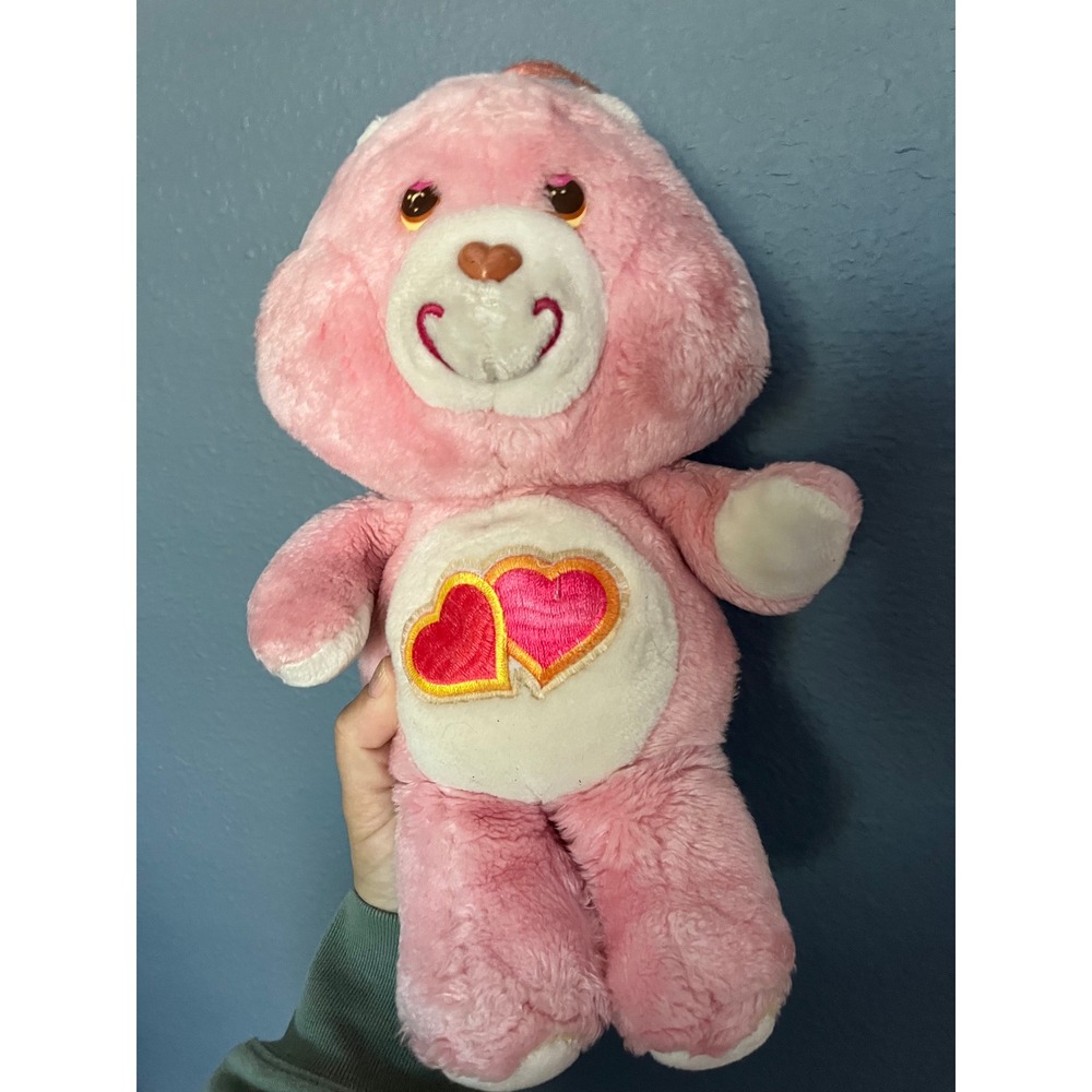 Pink Care Bear "Friend" Plush Heart Bear Toy Stuffed Animal Double Hearts